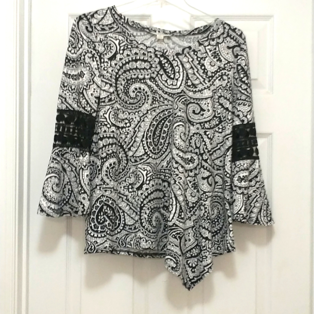Studio Works Paisley Lon Sleeved Top Size PM